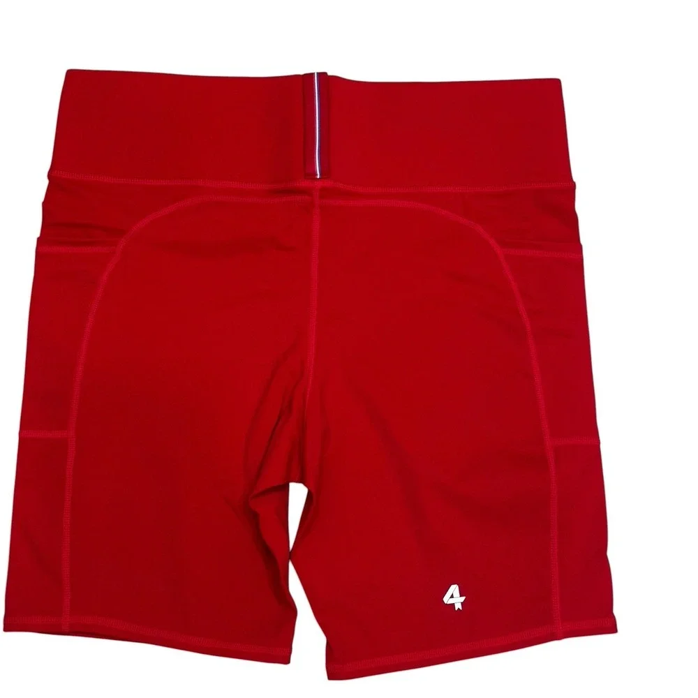 Four Laps Plyo High Rise Compression‎ Bike Shorts Women's Sz Large Red Active